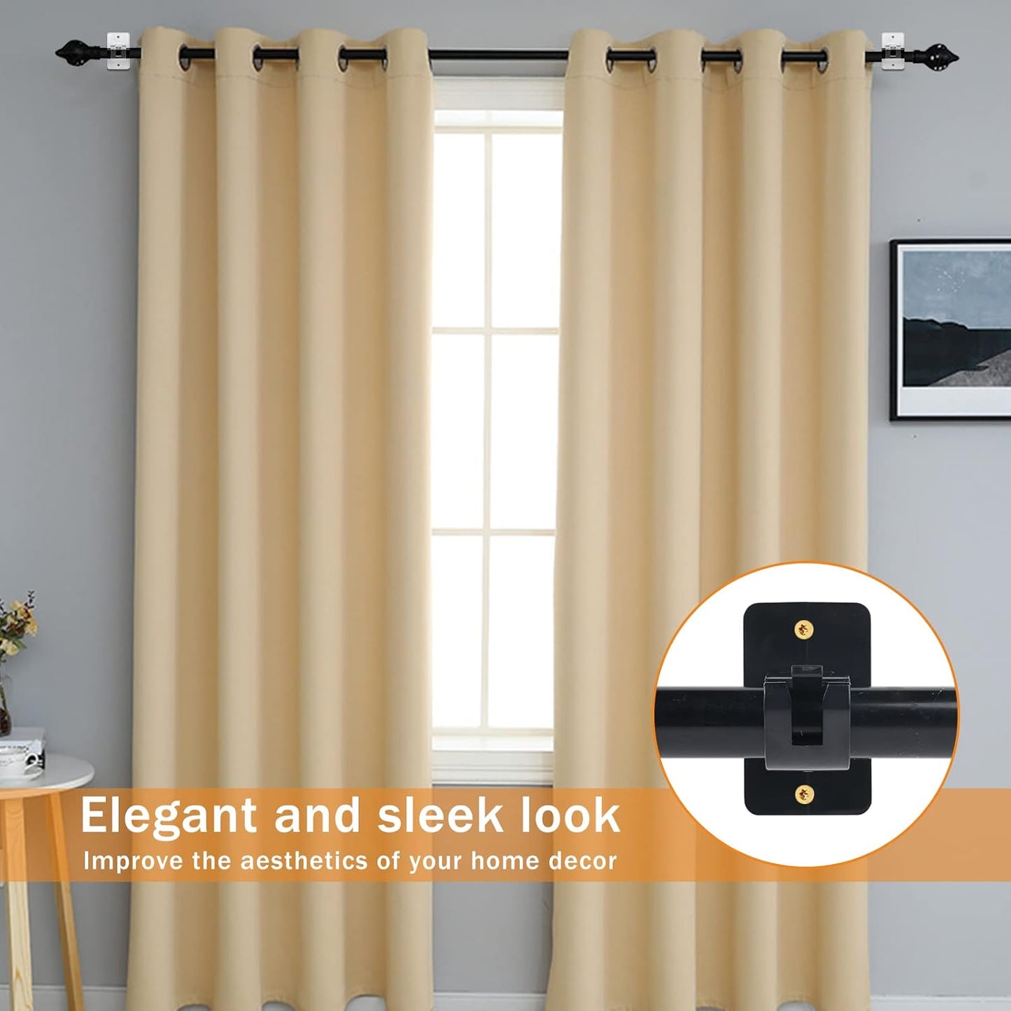Self-Adhesive Curtain Rod Clips, Universal Plastic Curtain Rod Clips, No Drilling